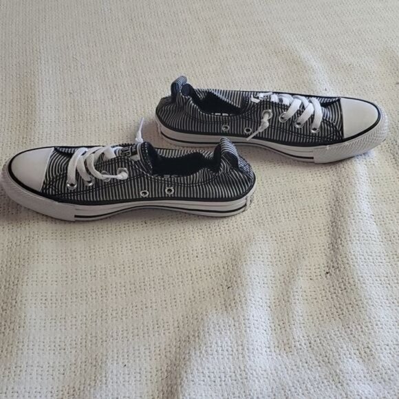 Converse All Star CTAS Shoreline Blue & White Striped Sz. 6 Slipon Sneaker - Picture 3 of 8